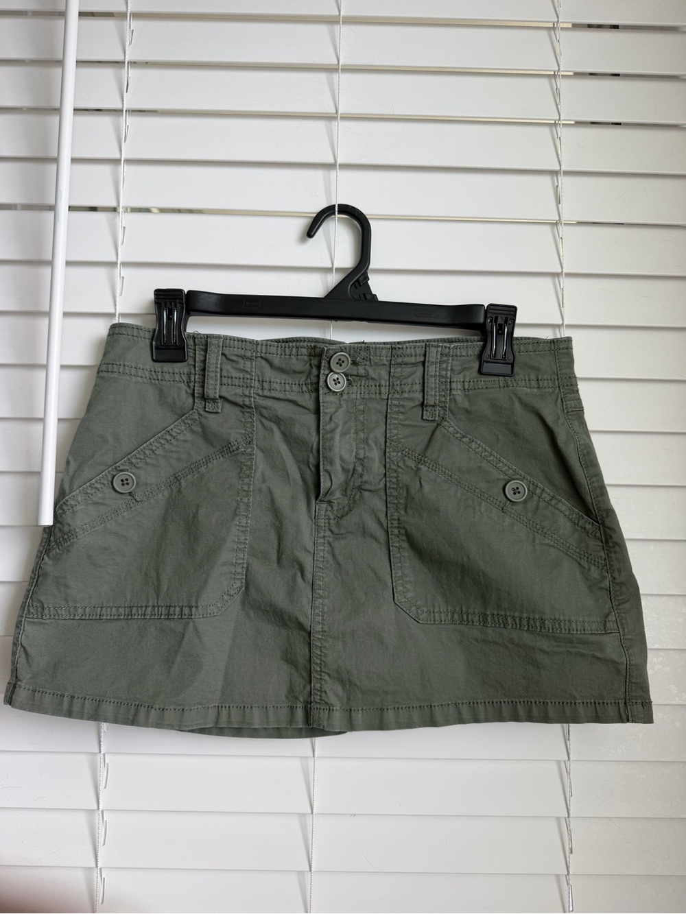 Vanilla Star Olive Utility Mini Skirt with Buttoned Patch Pockets